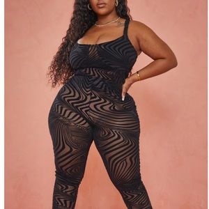 Plus size black Devore leggings and crop top
